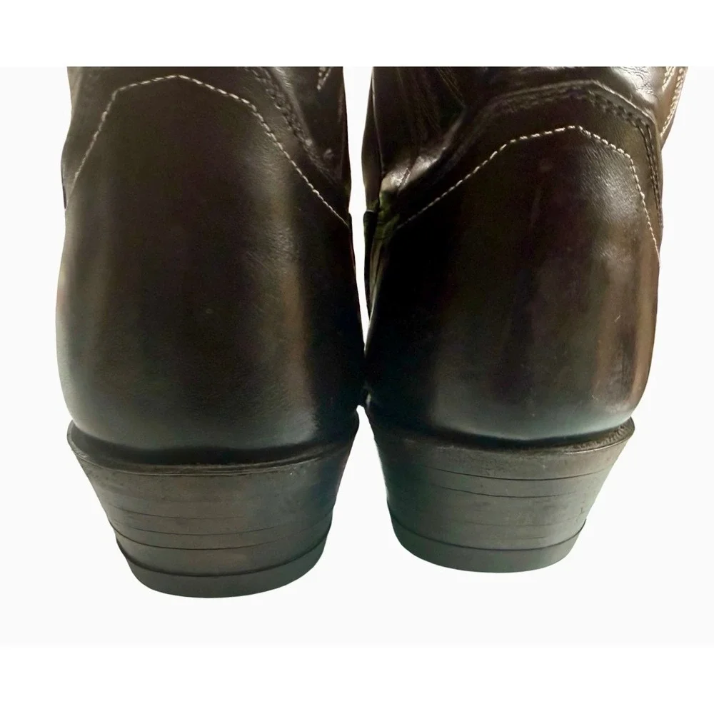 Vintage Justin 2041 Men's‎ 11D Black Leather Cowboy Boots Made USA